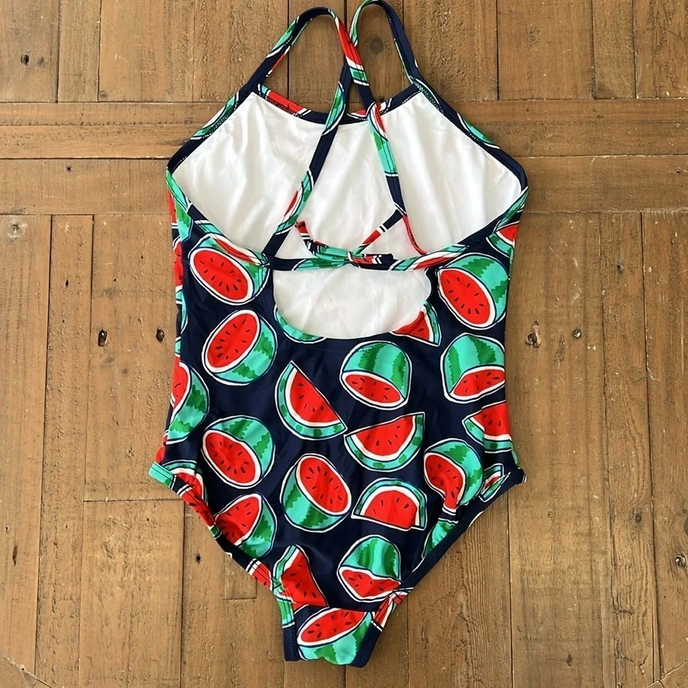 Hanna andersson watermelon cross back one piece swimsuit kids size 10